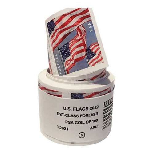 2022 American Flag Roll of 100 Sealed USPS Forever Postage Stamps